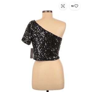 sequin one shoulder top